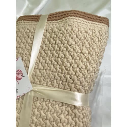 Unisex Baby Blanket 40 X 40 Inches - Cream & Brown