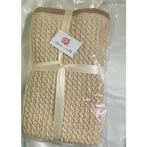 Unisex Baby Blanket 40 X 40 Inches - Cream & Brown
