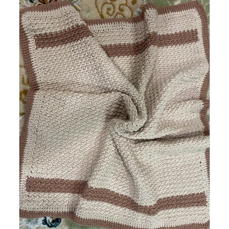 Unisex Baby Blanket 40 X 40 Inches - Cream & Brown