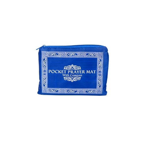 Pocket Islamic Prayer Mat With Compass - Blue