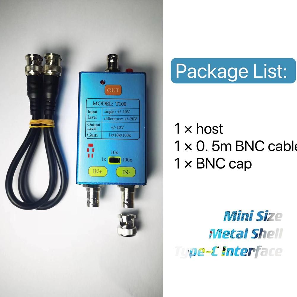 10M Bandwidth 100X Oscilloscope Differential Probe DDS Gain Split Probe Signal Amplifier for Weak Electrical Signal Measurement