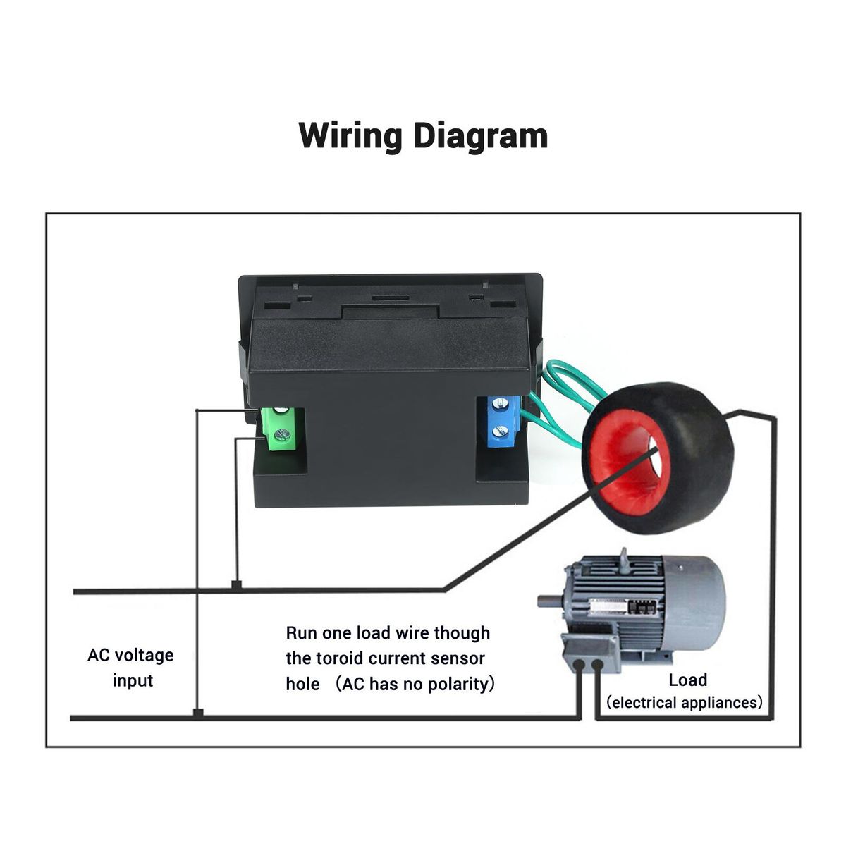 Multi-Function Single Phase Digital Meter LCD Display AC Voltage AC Current Power Frequency Electric Energy Power Factor Measurement Meter Monitor