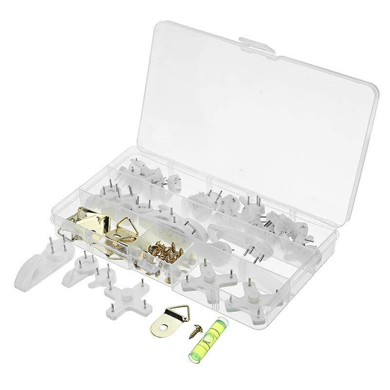 72Pcs Wall Mount Seamless Nail Non-Trace Picture Photo Frame Clock Hook Hanger Plastic Hanging Kit