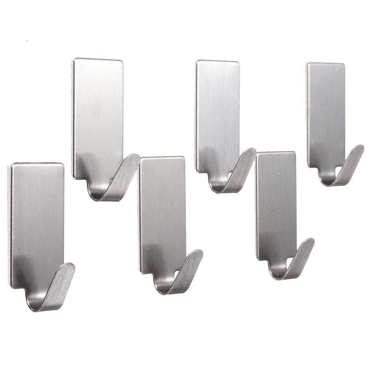 3pcs 6X Stainless Steel Adhesive Kitchen Bathroom Wall Door Stick Holder Hook Hanger