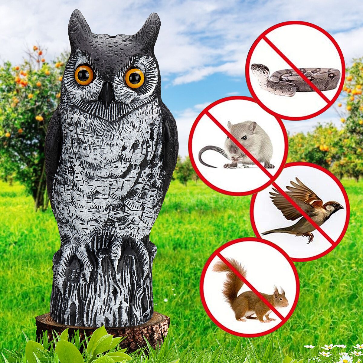 1PC Owl Decoy Statue Home Garden Outdoor Yard Lawn Decor