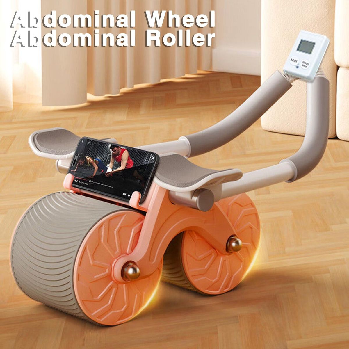 Toning Roller Rebound Abdominal Wheel with Elbow Support for Fitness Orange