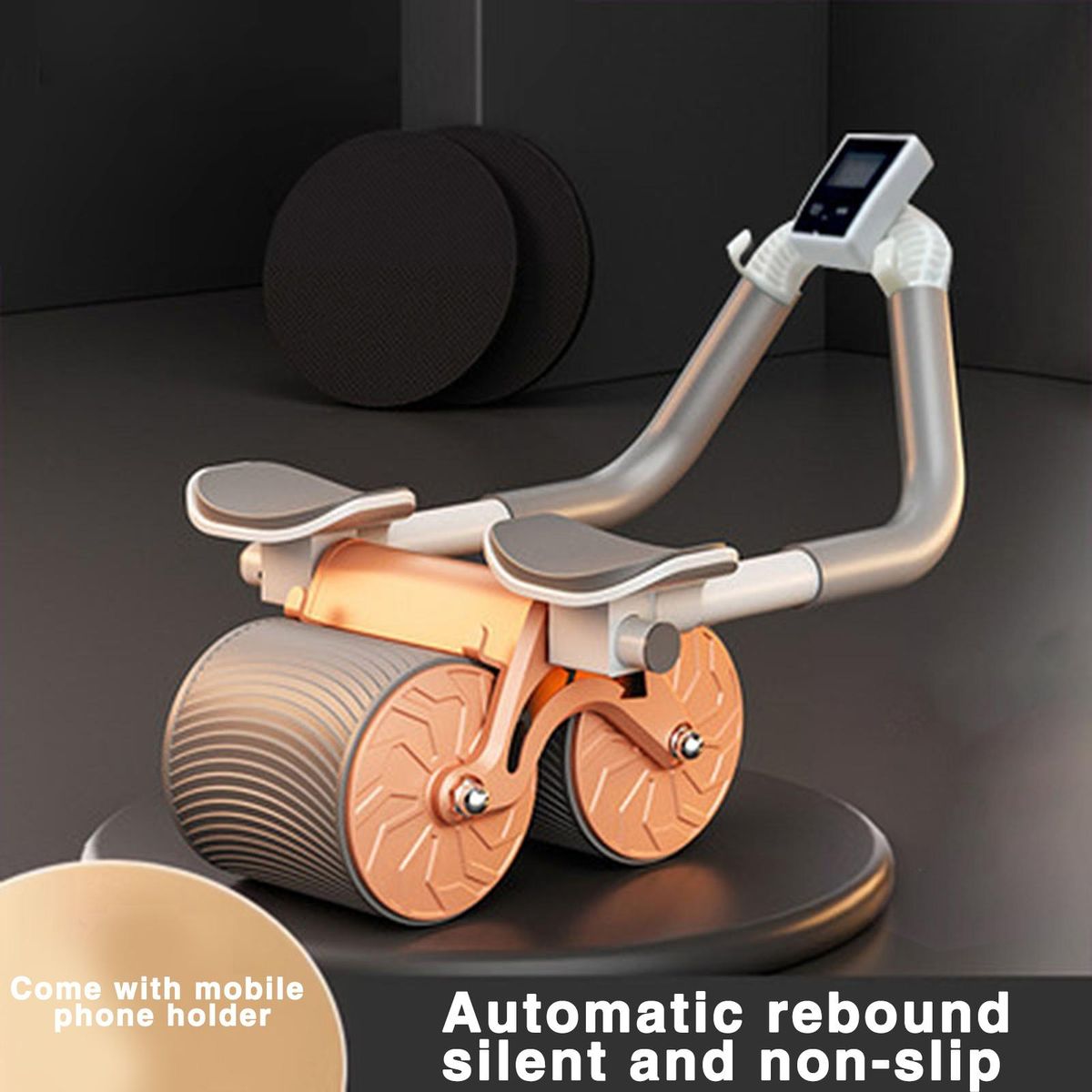 Toning Roller Rebound Abdominal Wheel with Elbow Support for Fitness Orange