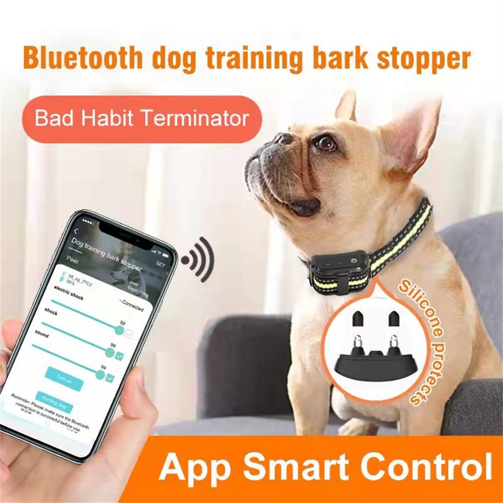 Smart Dog Shock Collar Anti-Barking Trainer Waterproof Safe Reminder Phone APP Controlled Outdoor Indoor Training Necklace