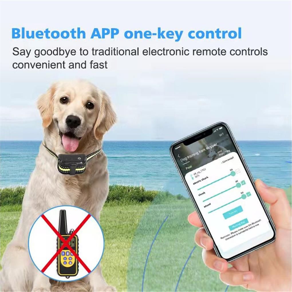 Smart Dog Shock Collar Anti-Barking Trainer Waterproof Safe Reminder Phone APP Controlled Outdoor Indoor Training Necklace