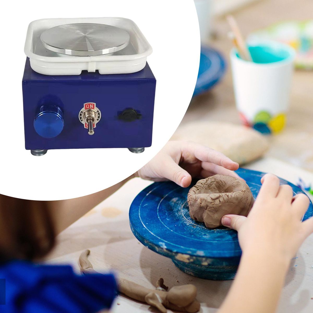 Electric Pottery Wheel Sculpting Turntable Crafts Blue