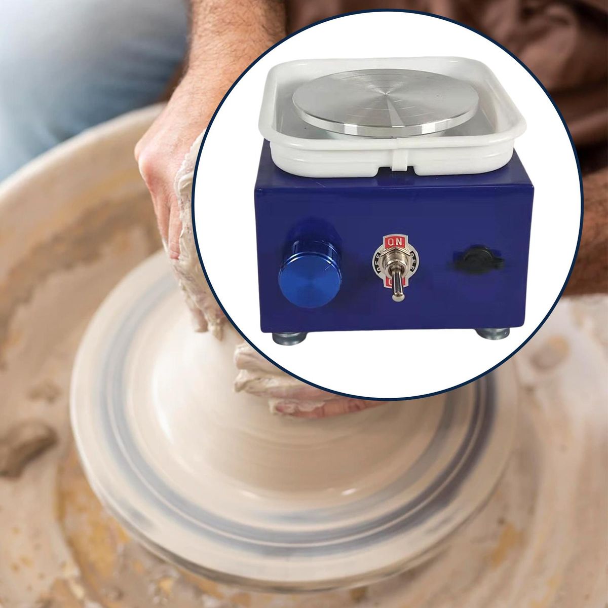 Electric Pottery Wheel Sculpting Turntable Crafts Blue