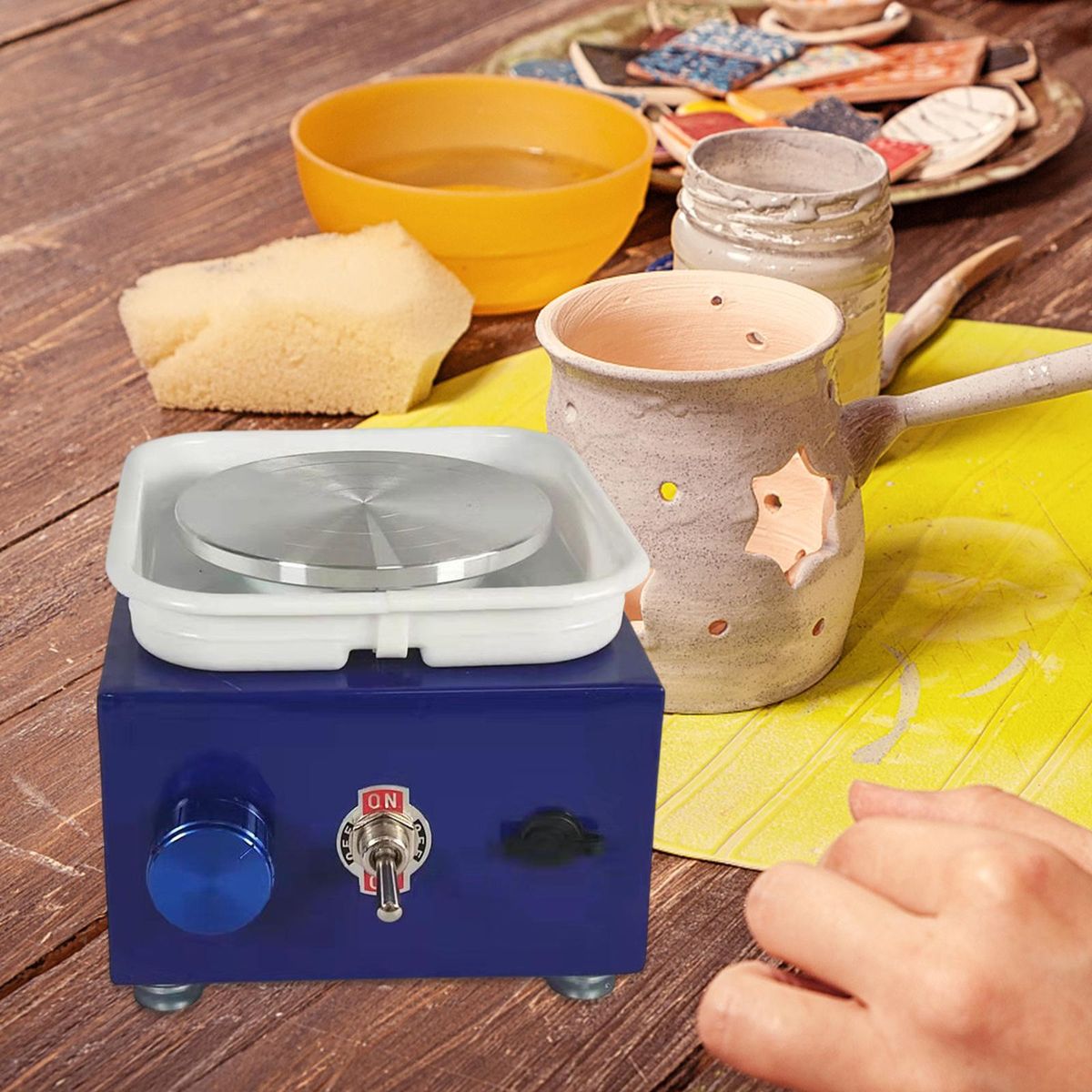 Electric Pottery Wheel Sculpting Turntable Crafts Blue