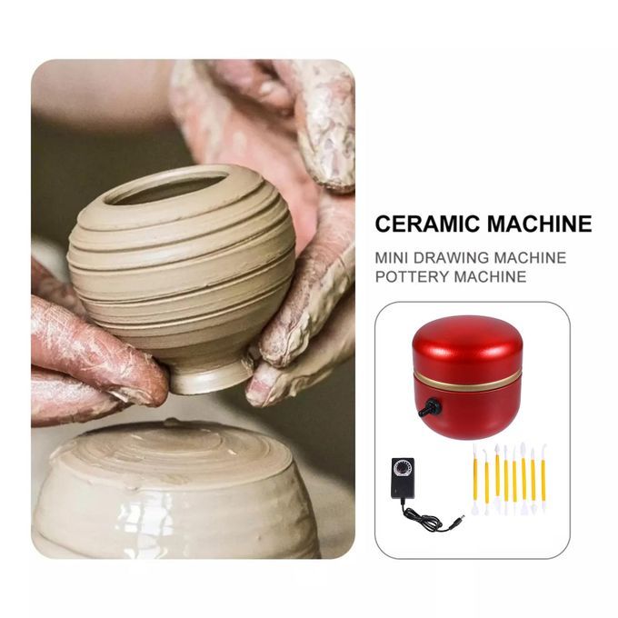 Mini Electric Pottery Wheel Machine With Tray With Clay Tools For Red
