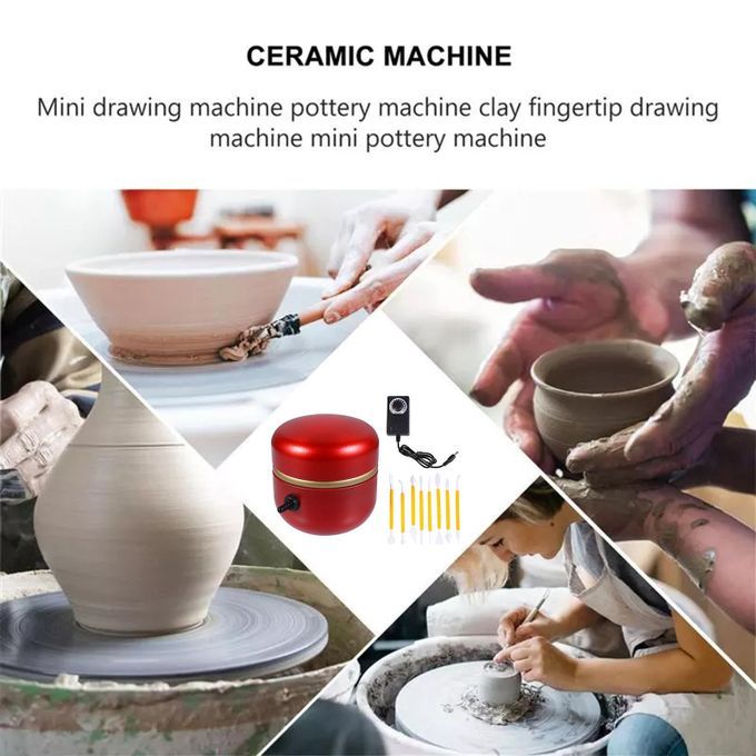 Mini Electric Pottery Wheel Machine With Tray With Clay Tools For Red