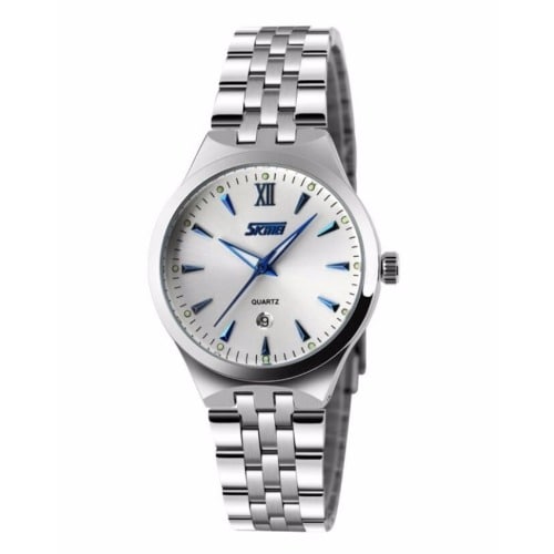 Men's Stainless Steel Watch-Silver and Blue Dial