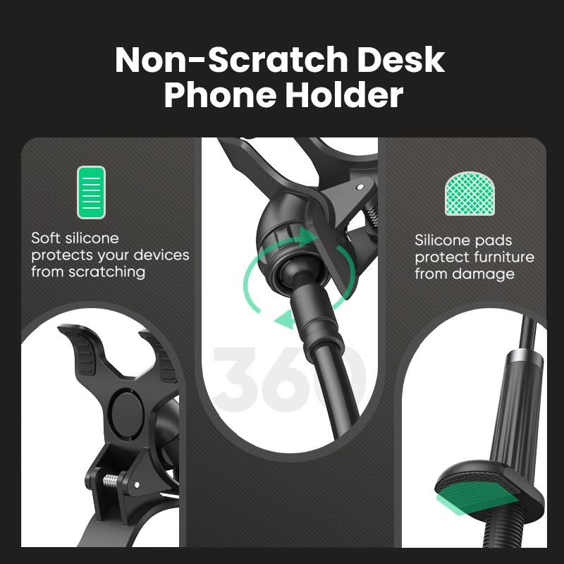 Gooseneck Clip Phone Holder for Bed Desk Cell Phone Mount