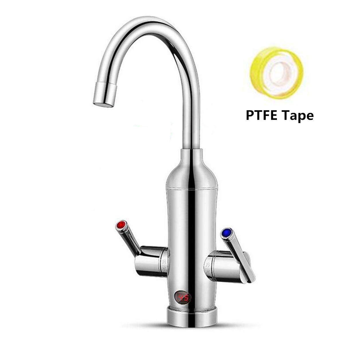 Kitchen Tap Electric Faucet Instant Water Heater Twin Lever Handle 360°Rotatable Electric Faucet Instant Tap Water Heater Cold Hot For Home Bathroom Kitchen