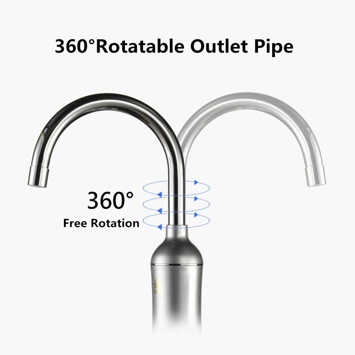 Kitchen Tap Electric Faucet Instant Water Heater Twin Lever Handle 360°Rotatable Electric Faucet Instant Tap Water Heater Cold Hot For Home Bathroom Kitchen