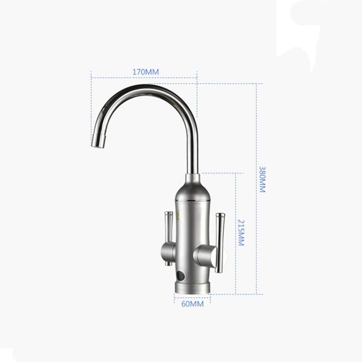 Kitchen Tap Electric Faucet Instant Water Heater Twin Lever Handle 360°Rotatable Electric Faucet Instant Tap Water Heater Cold Hot For Home Bathroom Kitchen