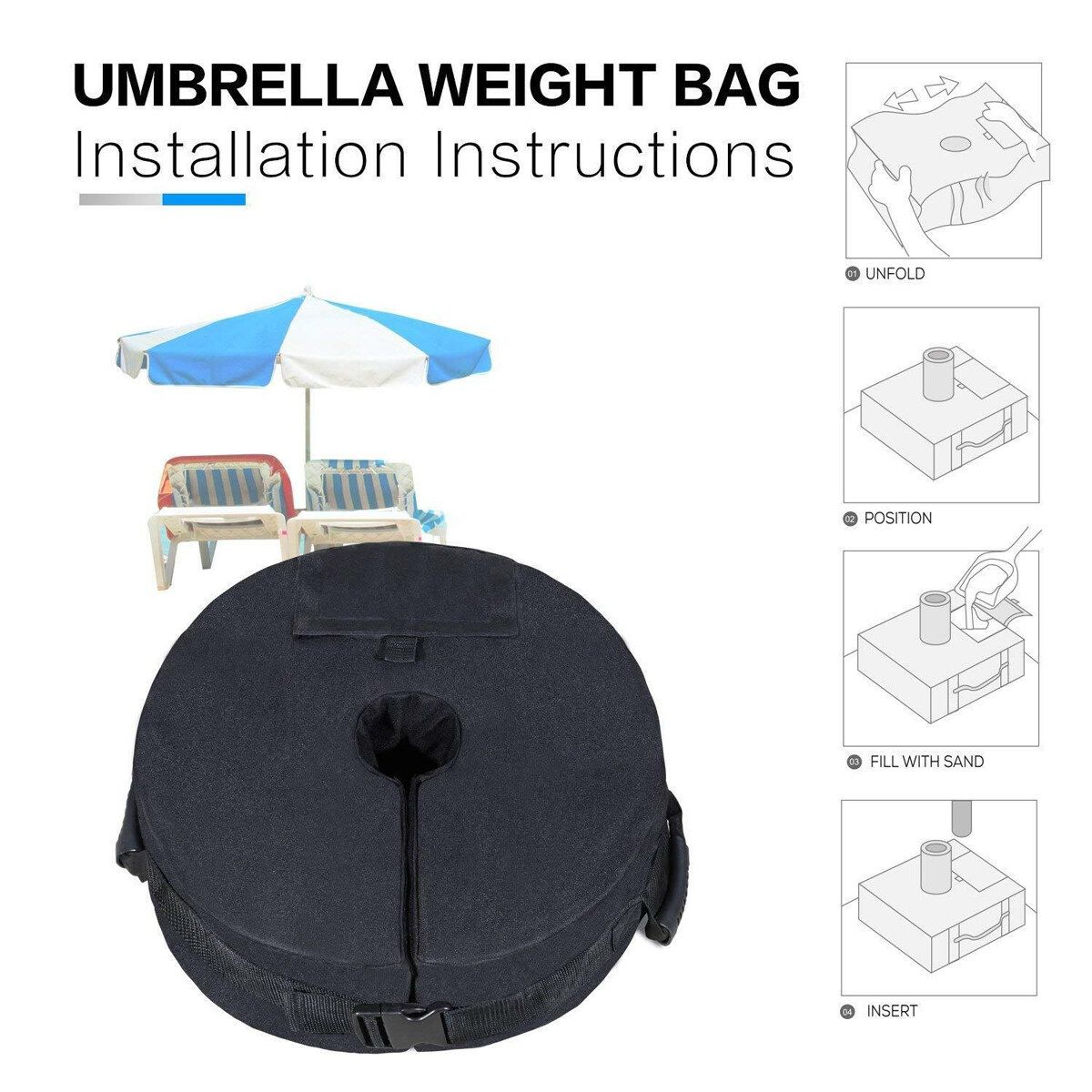 Round Sunshade Base Weight Sand Bag With Opening Sand Up To 100 Lbs