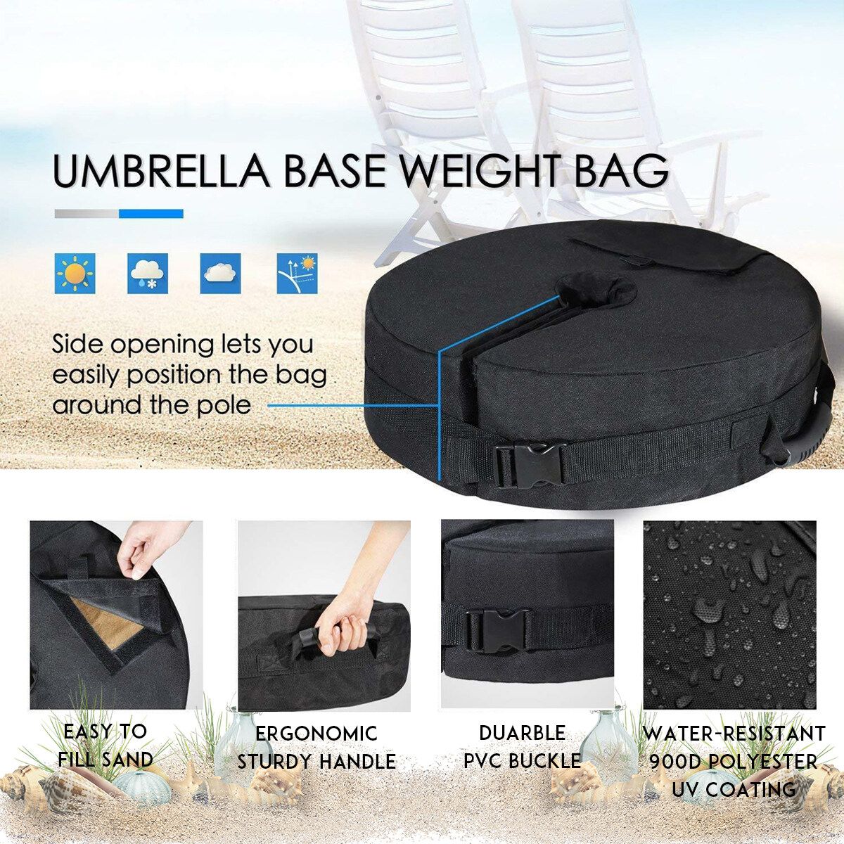 Round Sunshade Base Weight Sand Bag With Opening Sand Up To 100 Lbs