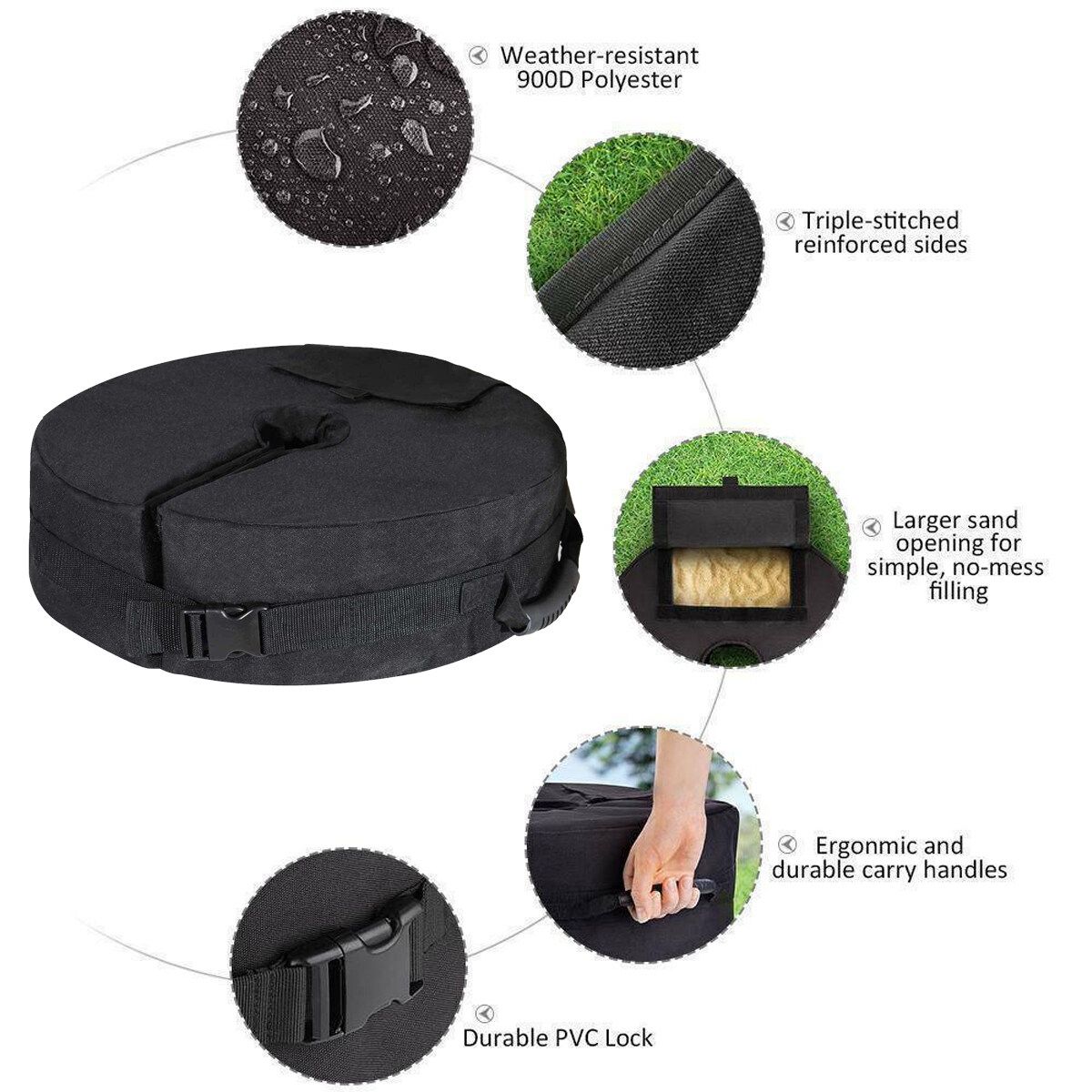 Round Sunshade Base Weight Sand Bag With Opening Sand Up To 100 Lbs