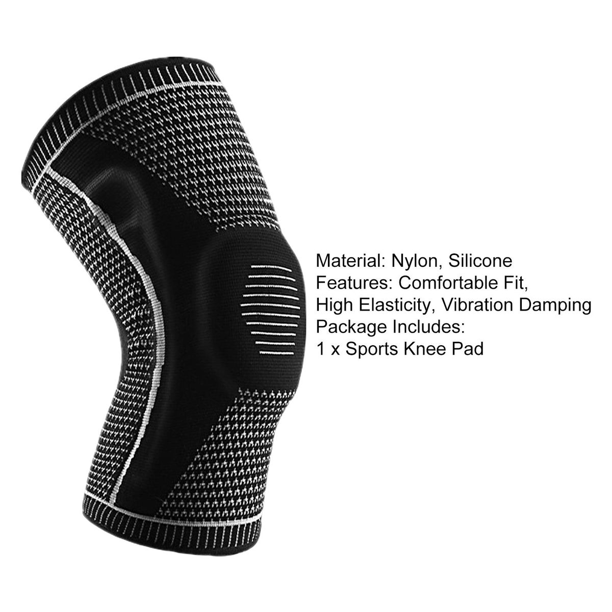1Pc Knee Guard Sports Compression Knee Pad Black
