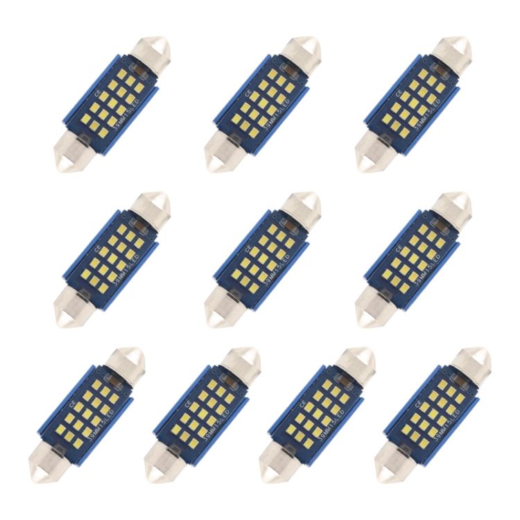 10 PCS 39mm DC12-24V / 1W / 6000K / 60LM 15LEDs SMD Car Read