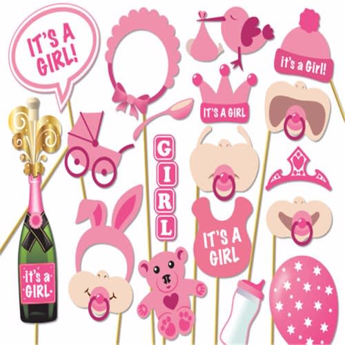 18 Pcs/Set Baby Shower - Its A Girl Photo Booth Props