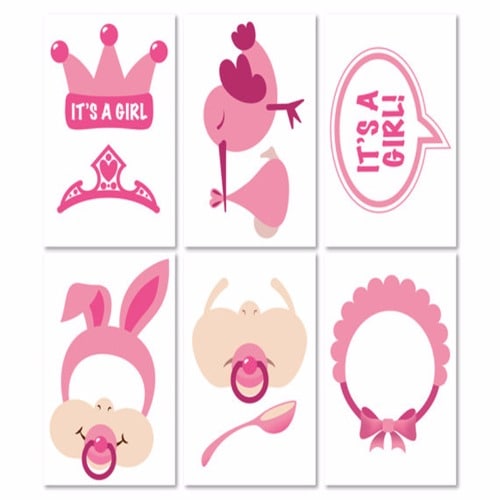18 Pcs/Set Baby Shower - Its A Girl Photo Booth Props