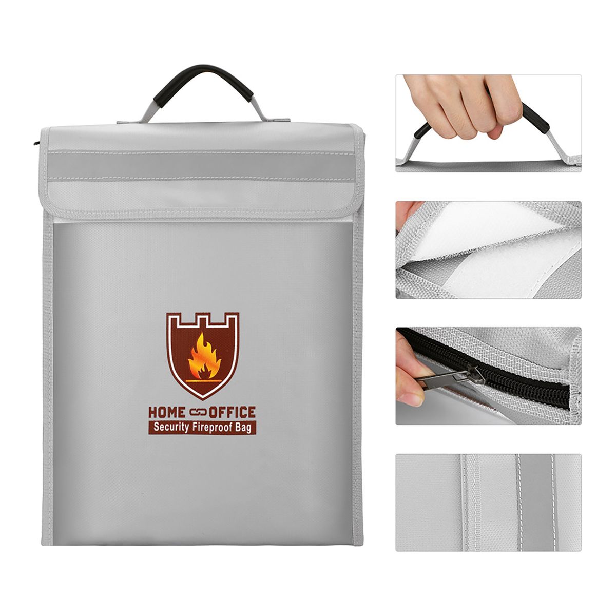 Fireproof Documents Bag 15*11*2.56in Non-Itchy Silicone