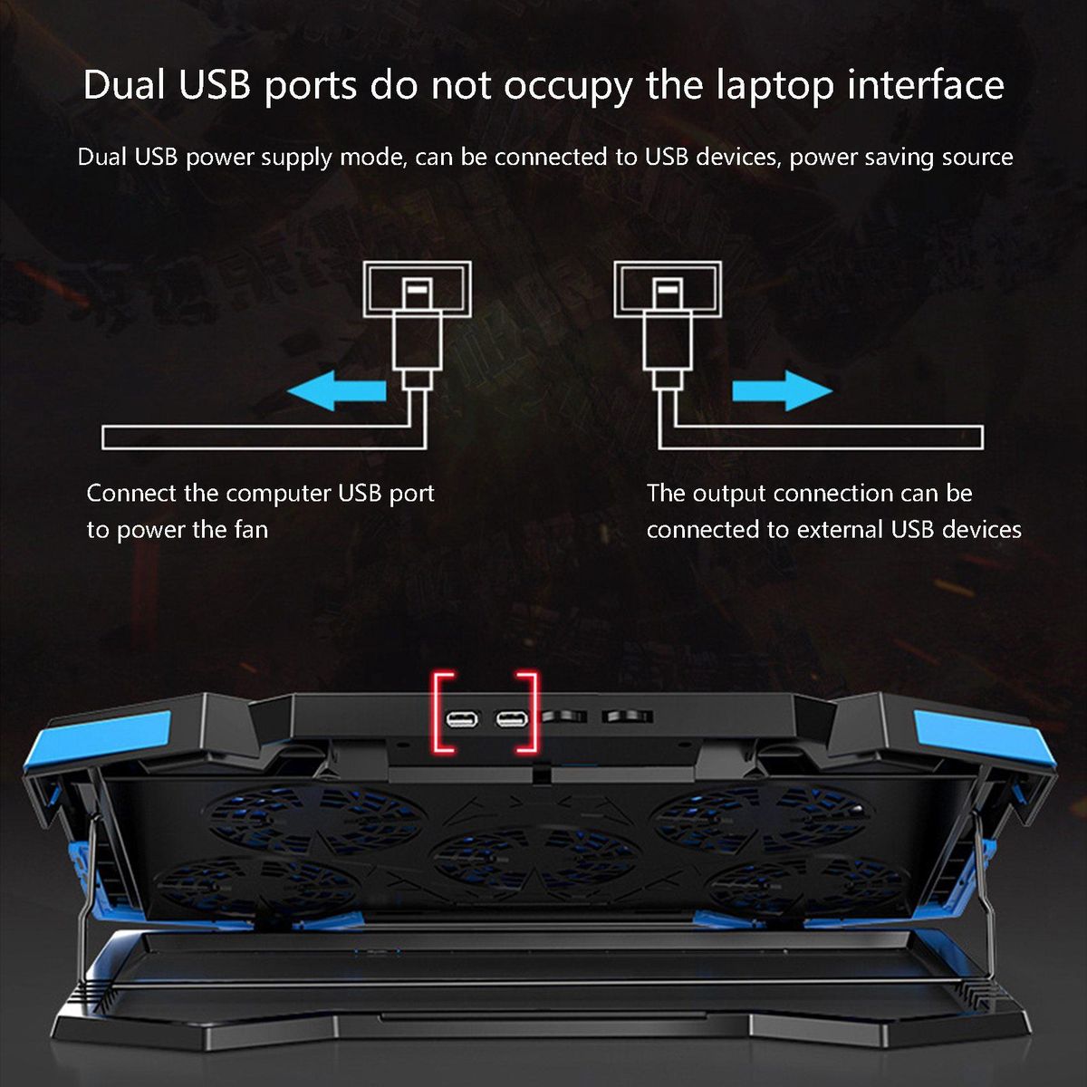 NUOXI Laptop Cooler 5 LED Fans Dual USB Interface Laptop