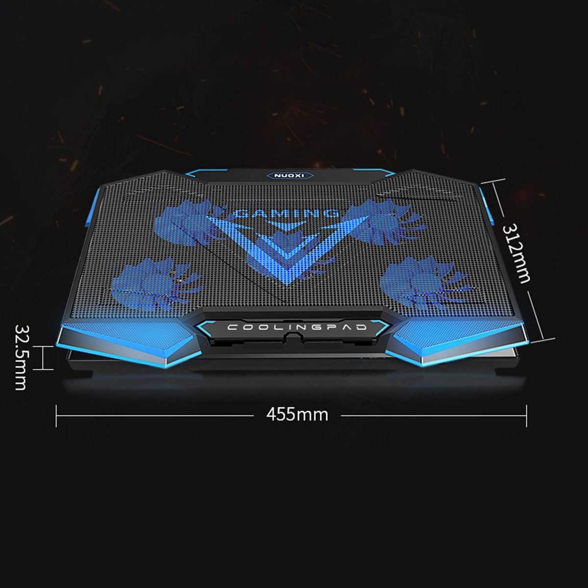 NUOXI Laptop Cooler 5 LED Fans Dual USB Interface Laptop