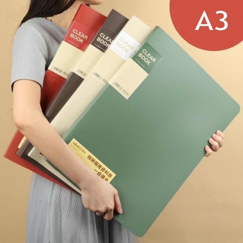 Folder A3 Clear Sleeves Display Book Transparent Sheet Protector Booklet A3 Document Organizer Paper Holder 40 Pockets