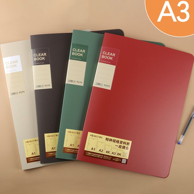 Folder A3 Clear Sleeves Display Book Transparent Sheet Protector Booklet A3 Document Organizer Paper Holder 40 Pockets