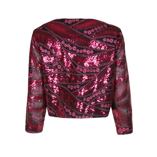 Stunning Sequence Ladies Jacket-pink. Lj-4609
