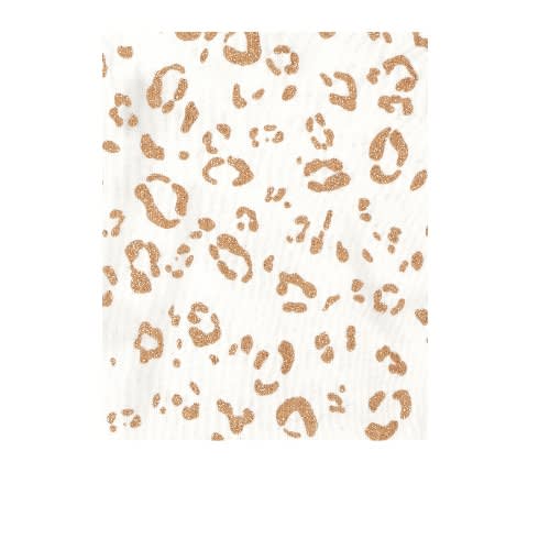Girls Glittering Leopard Print Knit Skaters Dress- Ivory Gold