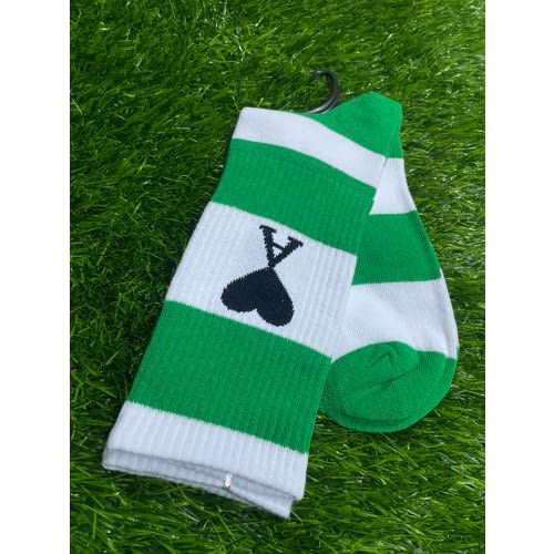 Green, White And Black Stripes Men's Sock