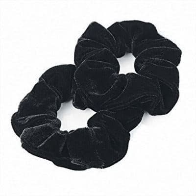 Velvet Hair Scrunchies - 2 Pieces - Black