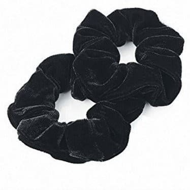 Velvet Hair Scrunchies - 2 Pieces - Black