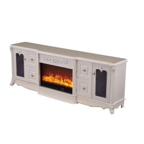 Royal Tv Stand With Drawers And Fire Flame Lights - White