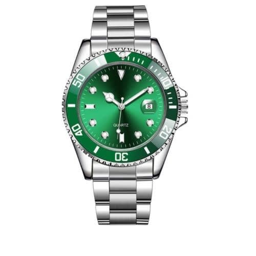 Men Stainless Steel  Watch With Calender   - Green