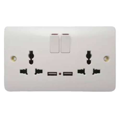 13a Power Wall Socket & Usb Charger - Double White
