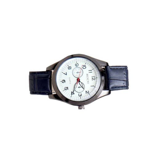 Men Leather Wrist Watch + Bracelet