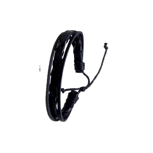 Men Leather Wrist Watch + Bracelet