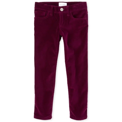 Girls Skinny Super Soft Stretch Velvet Pant-magenta
