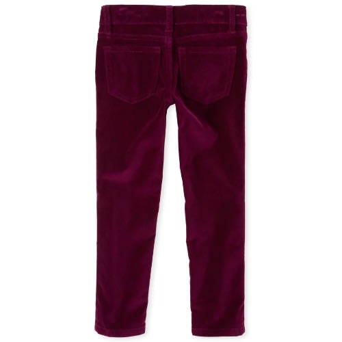 Girls Skinny Super Soft Stretch Velvet Pant-magenta