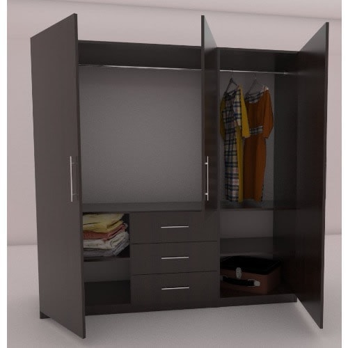 Beyond 6ft Wide - 3 Doors Wardrobe With Double Hanging, Drawers,& Shelves