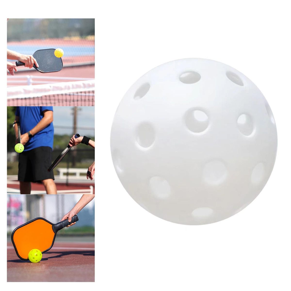 Luminous Pickleball Ball 40 Holes Practice White
