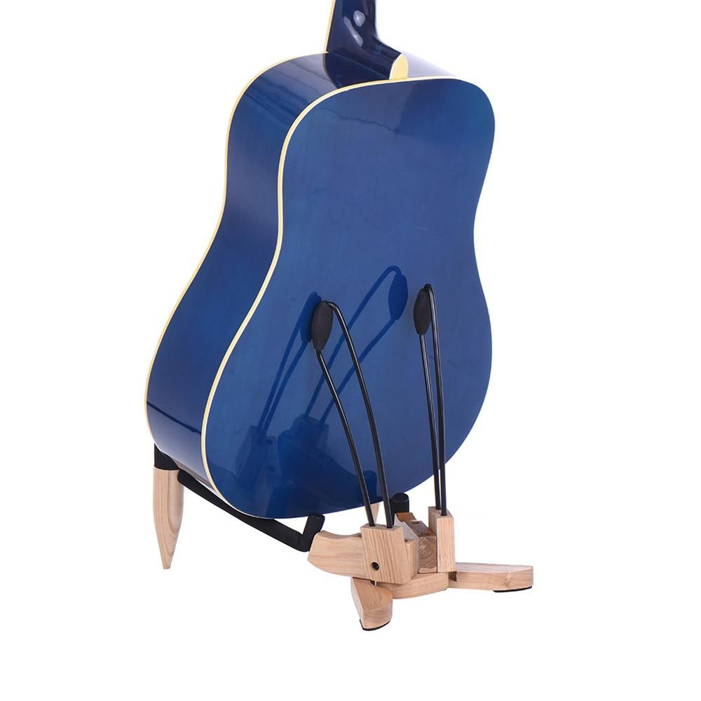 Hardwood Collapsible Folding Musical Instrument Stand Bracket Holder for Acoustic Folk Classical Guitar Cello Natural Wood Color